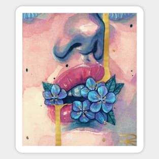 Flowers in mouth Sticker